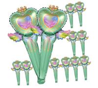 LALADEFIEE 50pcs Handheld Inflatable Fairy Wand Foil Balloons Party Decorations Bright Green Cartoon Shape for Birthdays Bridal Showers Festivals Garden Ornaments