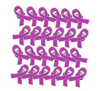 LALADEFIEE 50pcs Purple Awareness Ribbon Pins Alloy Brooches for Charity Health Advocacy Public Events Lightweight Lapel Badges for Daily Use and Donation Campaigns