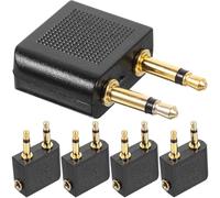 LALADEFIEE 5pcs Audio Jack to Plug Connector Airline Earphone Adapter Lightweight Zinc Alloy Abs Material Enhance Sound Quality In-flight Entertainment Black