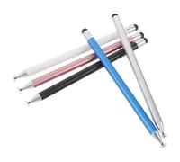 LALADEFIEE 5pcs Capacitive Stylus Pens for Touch Screens - Dual-head with Suction Cup and Silicone Tips - Black, White, Silver, Pink, Blue - Compatible with Smartphones, Tablets for Writing