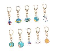 LALADEFIEE 5pcs Creative Alloy Keychains Astronaut Design Key Holders for Backpacks House Car Keys Unique Star Pendant Ornaments