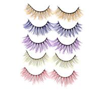 LALADEFIEE 5Pcs Creative False Eyelashes Reusable Soft Natural-looking Thick Lashes for Women Party Stage Makeup Eye Accessories Random Color