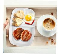 LALADEFIEE 5pcs Divided Dinner Plates Reusable Portion Plates with Compartments Stackable Food Serving Trays for Salad Snack Diet Meals Lightweight PP in Black White Gray Green