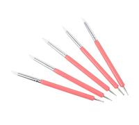 LALADEFIEE 5pcs Dual Head Nail Art Dotting Tool Acrylic Pen Rod and Quality Silicone Brush for Painting Flowers on False Nails for Detailed Works at Home Or Salon