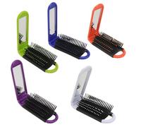 LALADEFIEE 5pcs Folding Comb Portable Detangling Comb Anti-static Plastic High Temperature Resistance with Mirror for Travel Outdoor Use Assorted Colour