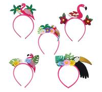 LALADEFIEE 5pcs Hawaiian Party Hairbands with Flamingo Coconut Tree Palm Leaves Floral Design Lightweight Comfortable Hair Hoops for Luau Beach Celebrations and Tropical Party