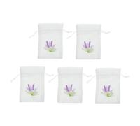 LALADEFIEE 5pcs Lavender Drawstring Sachet Bags Canvas Refillable Perfume Pouch for Closet Wardrobe Storage Pouches with Elegant Embroidered Design