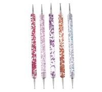 LALADEFIEE 5pcs Manicure Dotting Pen Set Dual-ended Acrylic Nail Art Tools Colorful Rhinestones Picker for Professional Nail Artists and DIY Decoration