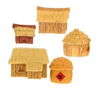 LALADEFIEE 5pcs Miniature Resin Fairy Garden Houses Micro Village Cottage Figurines for Desk Shelf Window Sill Decor Charming Countryside Style Ornaments for Bonsai Succulent Planting