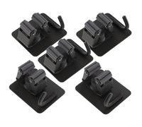 LALADEFIEE 5Pcs No-Punch Wall Mounted Mop and Broom Holder Hooks, Plastic Mop Clamp with Square Base for Bathroom and Kitchen Storage Organizer