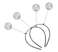 LALADEFIEE 5pcs Party Headband Silver Glitter Ball Head Boppers Antenna Headband Plastic Foam for Parties and Festive Celebrations