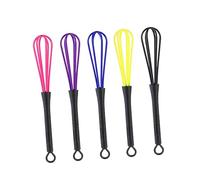LALADEFIEE 5pcs Plastic Balloon Whisk Mini Handheld Mixer for Hairdresser Salon Dyeing and Kitchen Use Random Color Head with Black Handle Multipurpose Stirrer for Eggs and Flour Random Color