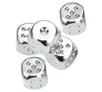 LALADEFIEE 5Pcs Silver Metal Dice Round Corner Dot Design Lightweight Dice Props for Party Games Board Game Accessories Portable and Practical