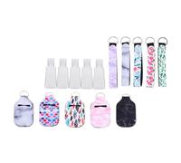 LALADEFIEE 5Pcs Travel Bottle with Cover and Wrist Strap Portable Refillable Liquid Containers with Keychain for Hand Lotion Essential Oil Shampoo for Travel Camping Business Trips
