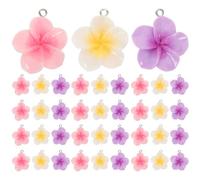 LALADEFIEE 60pcs Small Resin Plumeria Pendants Five-petal Flower Charms Multi-color White Purple Pink Hawaiian Tropical Floral DIY Craft Jewelry Supplies for Summer