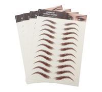 LALADEFIEE 6D Waterproof Eyebrow Stickers 4pcs Brown Temporary Fake Eyebrow Hair-Like Makeup Brow Stickers for Women and