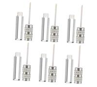 LALADEFIEE 6pcs 5ml Rhinestone Inlaid Lip Gloss Tubes Round Plastic Lip Balm Containers Refillable Diy Makeup Packaging for Women Silver Color