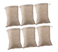 LALADEFIEE 6pcs Burlap Drawstring Bags Natural Linen Fruit Vegetable Storage Sacks Reusable Breathable Food and Seed Organizer for Home and Garden