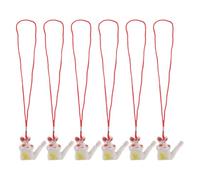 LALADEFIEE 6Pcs Ceramic Rabbit Bird Call Whistles with Lanyard Water Whistle for Outdoor Play and Bathing Musical Ceramic Bird Sound for Party Favors