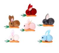 LALADEFIEE 6pcs Easter Hair Clips Rabbit Carrot Shaped Plush Party Headdress Prop Stable Frame Not Easy to Be of Shape Creative Unique Delicate Design for Easter Random Color