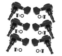 LALADEFIEE 6Pcs Gear Ratio Locking Guitar String Turners for Acoustic Electric Guitars Black Stringed Instrument Tuners with Complete Accessories Easy to Install and Buttons