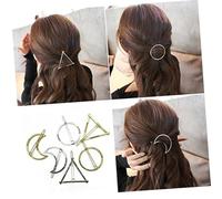 LALADEFIEE 6pcs Geometric Hairclip Metal Side Clip Headwear Hollow Design Circle Triangle Shape for Hair Styling
