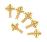 LALADEFIEE 6pcs Golden Cross Lapel Pins with Safety Clasp, Elegant Religious Brooches Made of Alloy, for Holy Communion, Baptisms, and Gifts for Godparents or Groomsmen