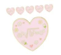 LALADEFIEE 6pcs Heart-shaped Enamel Brooch Pins with English Letters Lightweight Alloy Lapel Pins for Women Versatile Sweater Shawl Clips Stylish Accessories for Dresses Bags and Everyday
