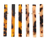 LALADEFIEE 6pcs Leopard Print Acetate Hair Clips Set, Flat Billed Barrettes for Women Makeup Styling, Beige and Tortoiseshell Side Hair Clips for Daily Use