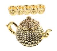 LALADEFIEE 6pcs Miniature Vintage Teapot Set Small Play House Ornaments Tabletop Decoration for Living and Dollhouse Scenes Random Color