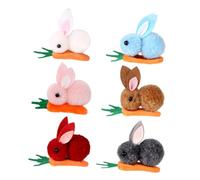 LALADEFIEE 6pcs Plush Bunny Hair Clips Adorable Easter Accessories for Girls Cute Mini Rabbit Carrot Design Comfortable Secure Fit for Festive Outfits and Daily Wear