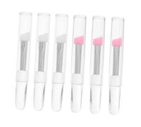 LALADEFIEE 6pcs Silicone Eye Makeup Brush with Transparent Cover Reusable Soft Flexible Eyeshadow and Lash Curler Applicator Brushes in Pink and White for Precise Eye Care and Cosmetic