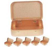 LALADEFIEE 6pcs Small Rose Gold Tinplate Storage Boxes with Hinged Lids Rectangle Candy Cases for Wedding Favors and Small Item Organization Lightweight Practical Metal Containers