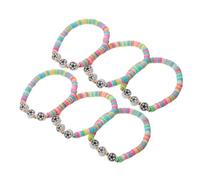 LALADEFIEE 6pcs Soccer Clay Bracelets Soft Polymer Clay Bead Football Accessories for Game Unity and Sports Fans Cheerleading Jewelry