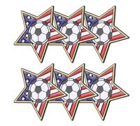 LALADEFIEE 6pcs Soccer Party Decor Pins with American Usa Flag Design, Alloy Material Soccer Team Spirit Pin for Team Celebrations and Major Tournaments, 4th of July Brooch Gift
