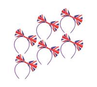 LALADEFIEE 6pcs Union Jack Hair Bow Headbands British Flag Satin Hairbands for Women Comfortable Matches Parties Uk Festival Fans Accessories