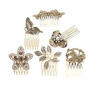 LALADEFIEE 6pcs Vintage Pearl Hairpin Hair Combs Women Headpiece Decorative Hair Accessory