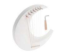 LALADEFIEE 7 String Moon Shaped Lyre Harp Wooden String Instrument Lightweight Portable Crescent Design with Tuning Wrench for Travel and Home Use Beginners Music Enthusiasts