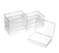 LALADEFIEE 8 Pcs Small Clear Plastic Storage Boxes with Lids Stackable Jewelry Organizer Containers for Playing Cards Trinkets and Small Items Storage