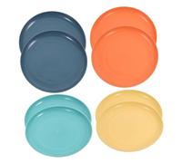 LALADEFIEE 8pcs Porcelain Snack Dessert Plates Compact Portable Food Display Trays in Blue Green Orange Yellow Multipurpose Fruit Holder Side Plates for Casual Dining Party Serving Home and