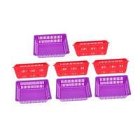 LALADEFIEE 8Pcs Thickened Plastic Coin Storage Baskets Large Capacity Multi-purpose Small Item Organizers for Home Office Play Center Household Storage Bins in Red and Purple