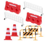 LALADEFIEE 8pcs Traffic Cones and Street Signs for Early Learning Road Barricades for Educational Play Model Train Layout and Outdoor Games