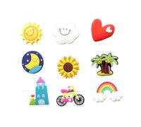 LALADEFIEE 9pcs Refrigerator Magnets PVC Material Creative Fridge Decor with White Cloud Rainbow Moon Sun Castle Bicycle Designs for Kitchen and Office Magnetic Surface