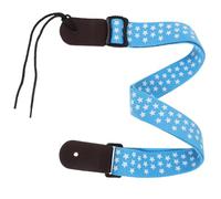 LALADEFIEE Adjustable Cotton Ukulele Strap with Blue Soft Leather Ends, Sturdy Guitar Bass Strap for Musical Instruments, Suitable for Travel and Performance