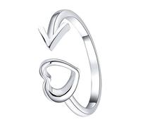 LALADEFIEE Adjustable Heart Open Band Ring for Women and Stylish Hollow Arrow Design Elegant Statement Jewelry Gift for Birthdays and Festivals