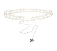 LALADEFIEE Adjustable Imitation Pearl Waist Chain Belt for Women Elegant Beaded Belly Jewelry with Chain Extender Stylish Body Accessory for Weddings Formal Dresses and Boho Events