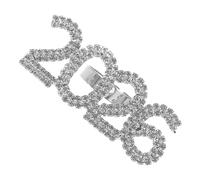 LALADEFIEE Adjustable Open Number 2026 Ring for Women, Silver Rhinestone Finger Band, Elastic Vintage Hip Hop Style Jewelry for Parties and Everyday Wear