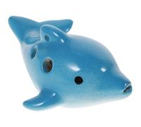 LALADEFIEE Alto C Key 6-Hole Ceramic Dolphin Ocarina Curved Tail, Light Blue, Small Musical Instrument for Beginners Practice