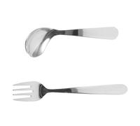 LALADEFIEE Angled Spoon and Fork Ergonomic Stainless Steel Aid Utensils for Elderly Disabled Patients with Weak Grip Wrist Stress Relief Feeding Cutlery for Self-Feeding and Upper Body