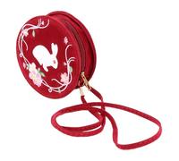 LALADEFIEE Antique Han Costume Crossbody Bag Corduroy Material with Classic Rabbit Embroidery Round Shape Vintage Style for Women Elegant Chinese Pattern
